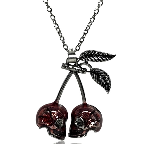 Jewelry - Gothic Punk Red Skull Cherry Pendant Necklace
